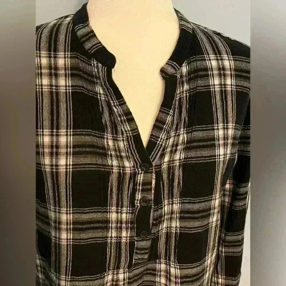 GARNET Hill 6 Black Plaid Organic Cotton Long Sleeve Pop Over Tunic Shirt Dress - Picture 7 of 8